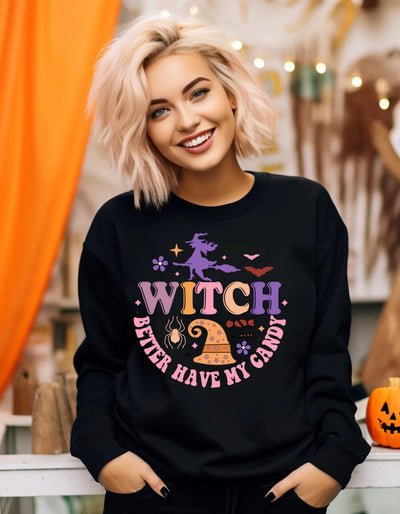 Halloween Sweatshirt Lustiger Halloween-Pullover, Hexen-Design, Unisex, ideal als Geschenk für Halloween-Liebhaber, Halloween Gift - DreamyDesignPrint