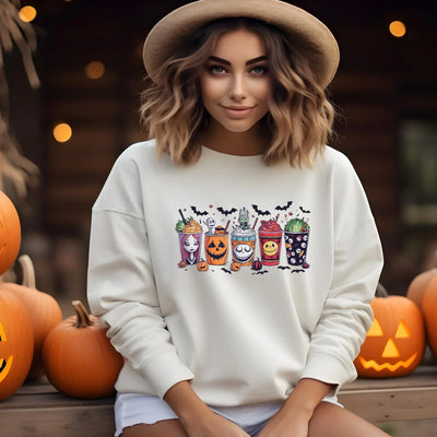 Halloween Getränke Sweatshirt | Unisex Kürbis Gewürz Latte Pullover | Herbst Kaffee Hoodie | PSL Liebhaber Geschenk | Cozy Halloween Mode - DreamyDesignPrint