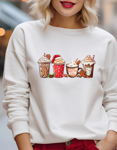 Weihnachtskaffee Sweatshirt, Weihnachtskaffee Shirt, Kaffee-Liebhaber-Geschenk, Latte Drink Hoodie, Frauen Feiertagspullover, Weihnachten - DreamyDesignPrint
